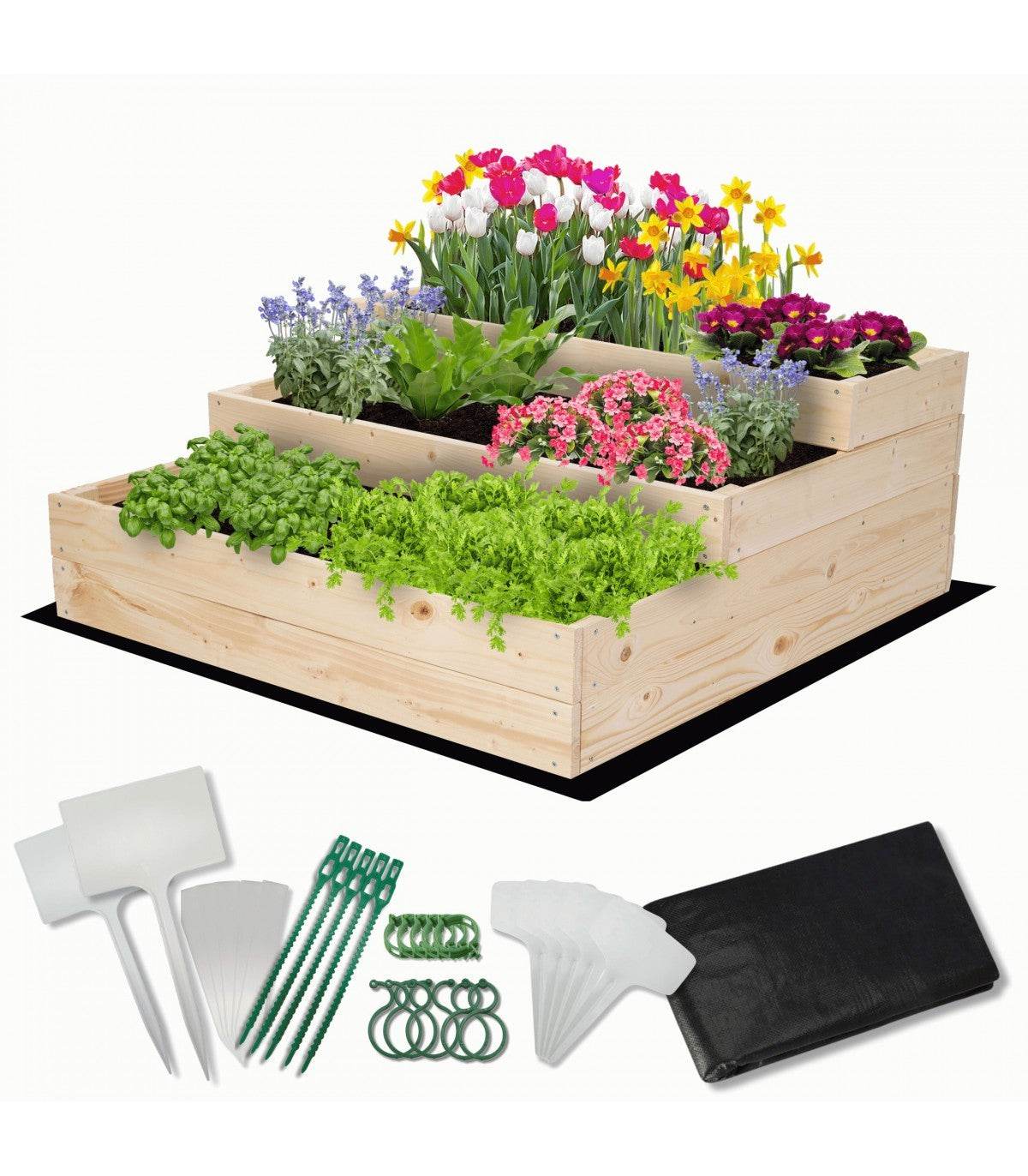 Strat inaltat de gradina - DAHLIA H36 - lemn de pin - Rael Garden