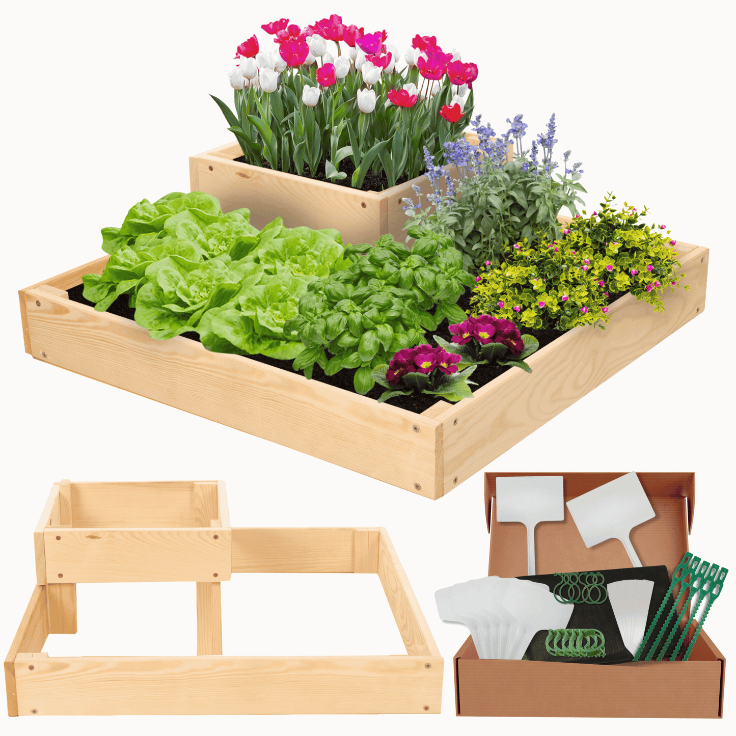 Strat inaltat de gradina - PETAL H18 - lemn de pin - Rael Garden