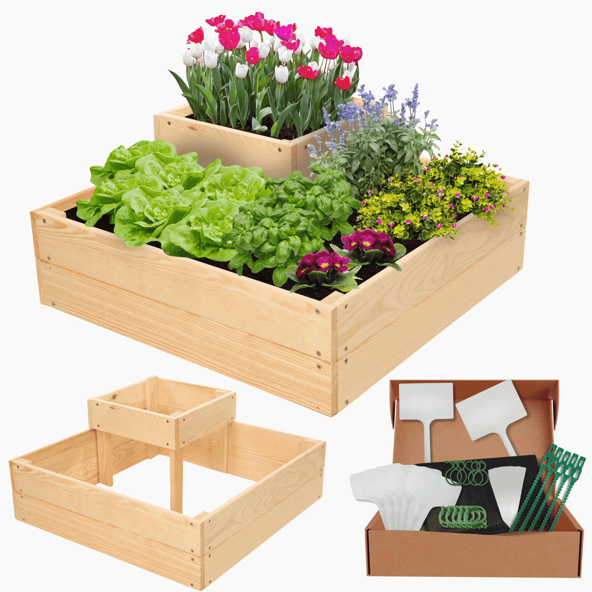 Strat inaltat de gradina - PETAL H27 - lemn de pin - Rael Garden