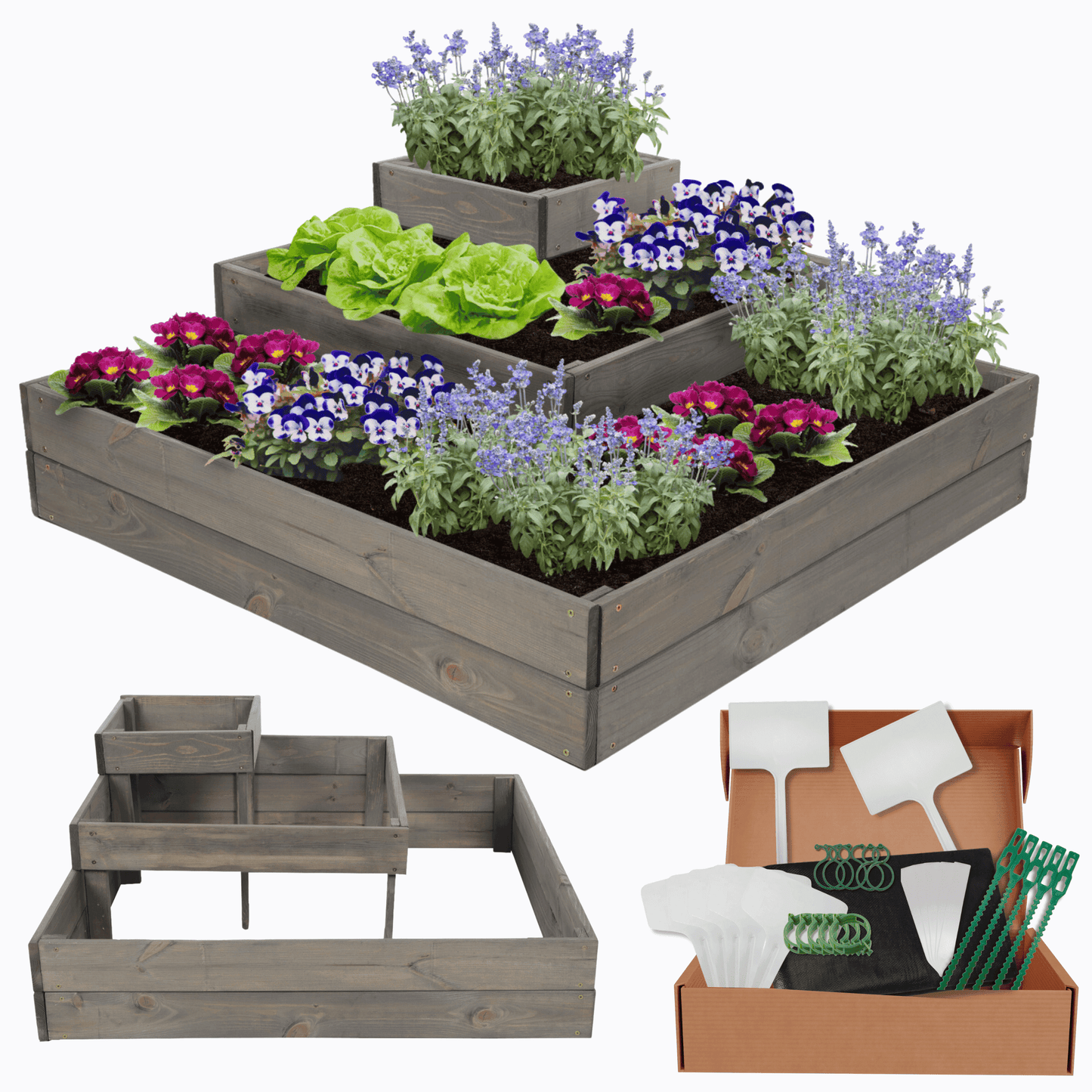 Strat inaltat de gradina - PETAL H36 - lemn de pin - Rael Garden