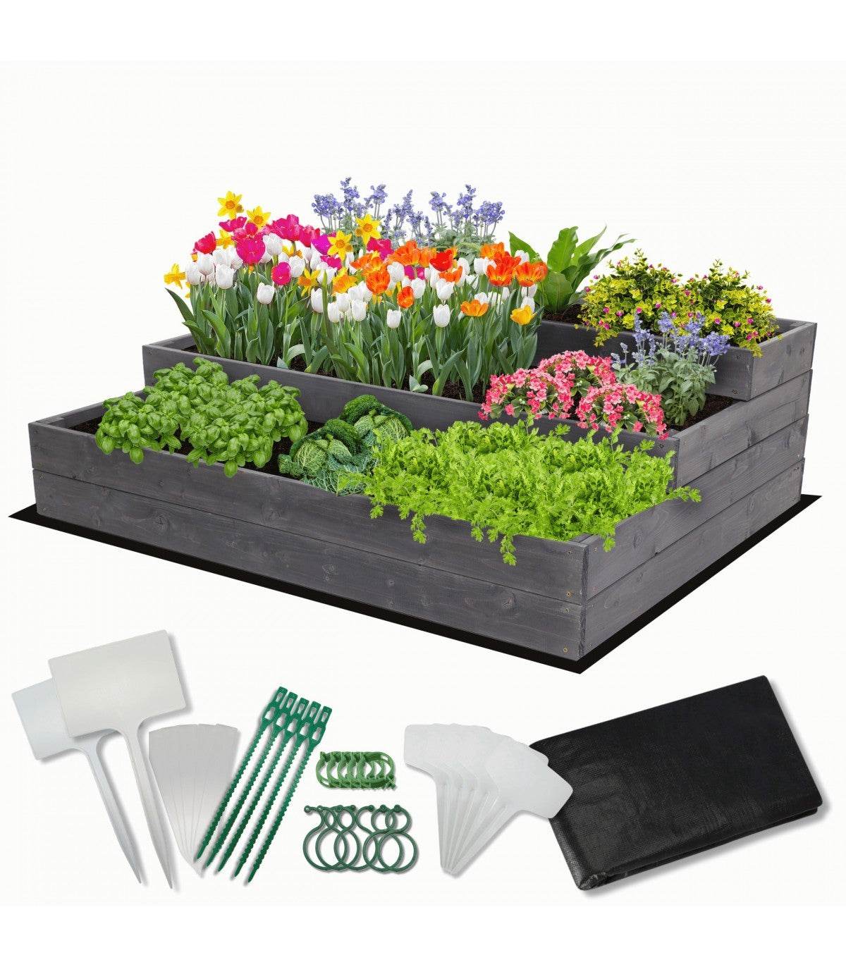 Strat inaltat de gradina - DAHLIA H36 - lemn de pin - Rael Garden