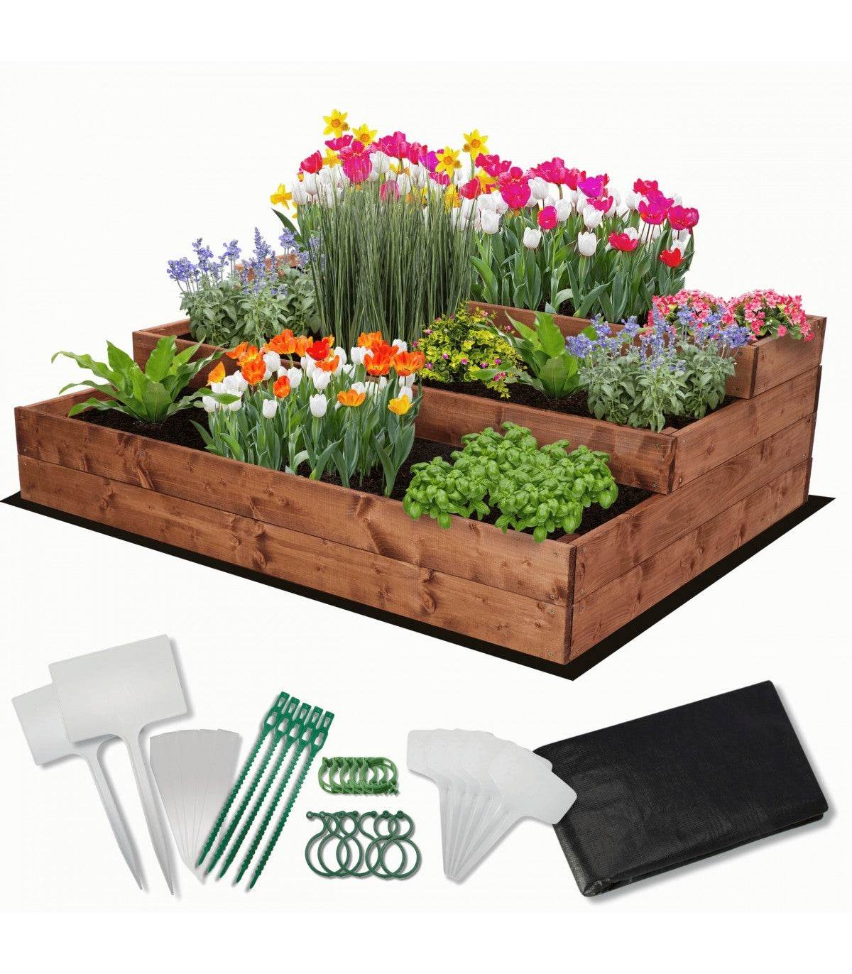 Strat inaltat de gradina - DAHLIA H36 - lemn de pin - Rael Garden