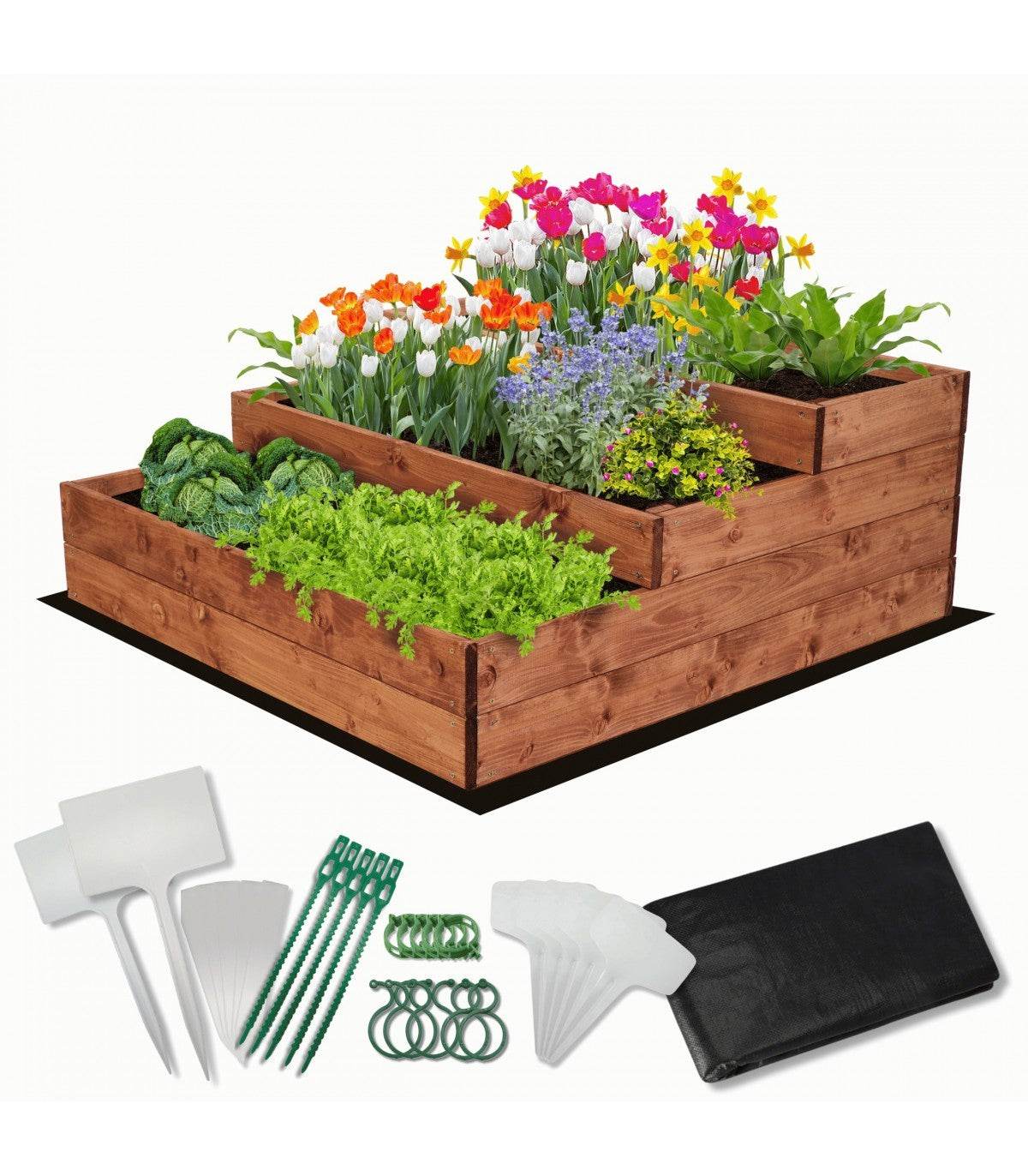 Strat inaltat de gradina - DAHLIA H36 - lemn de pin - Rael Garden