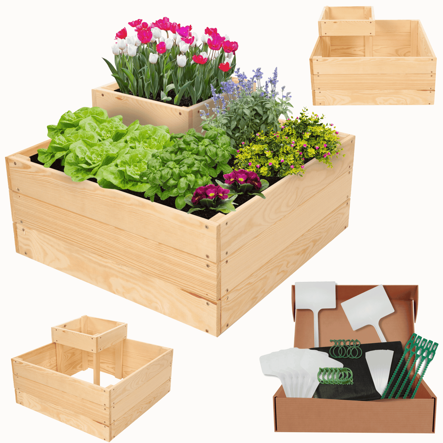 Strat inaltat de gradina - PETAL H36 - lemn de pin - Rael Garden