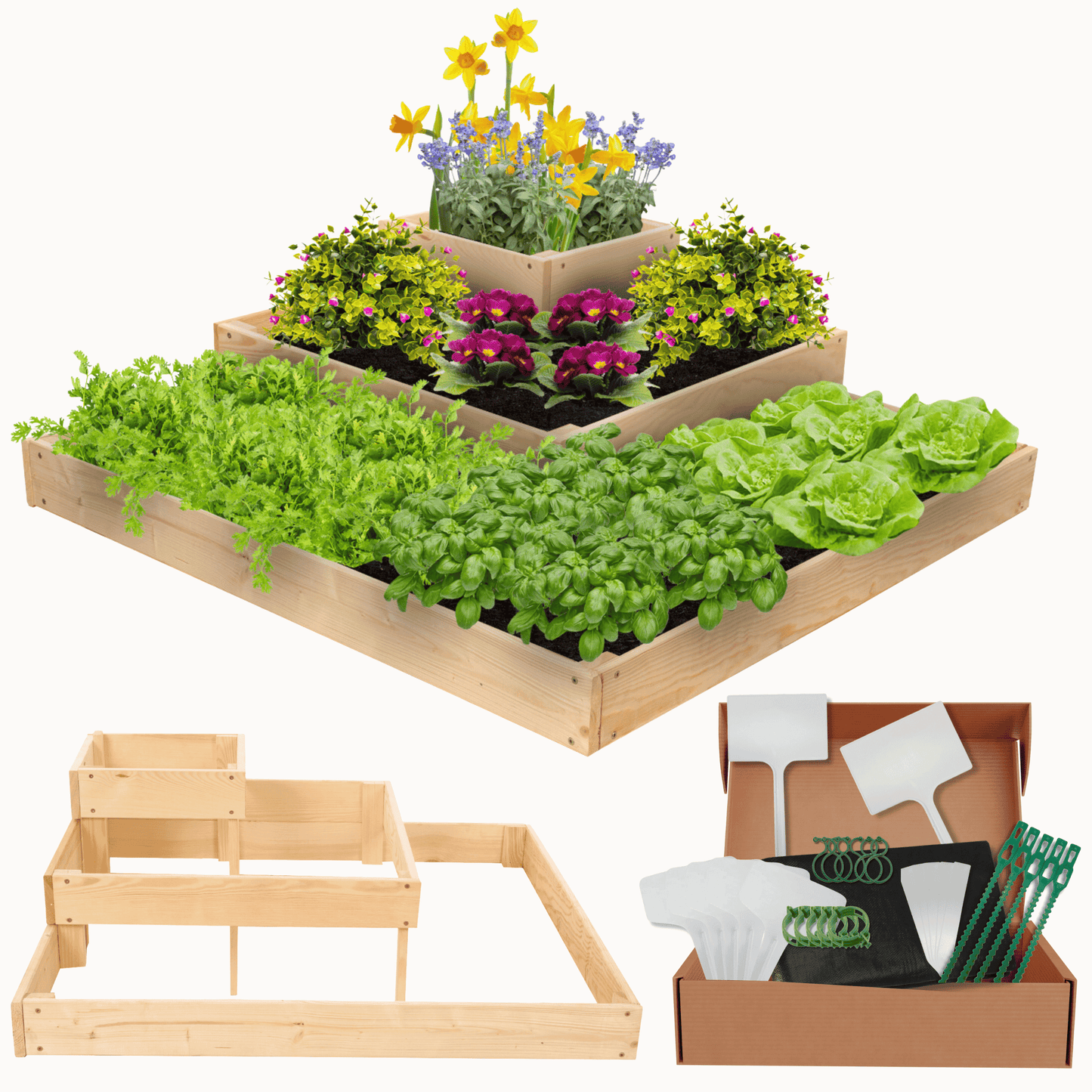 Strat inaltat de gradina - PETAL H27 - lemn de pin - Rael Garden